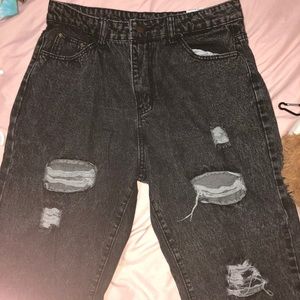 black ripped mom jeans
